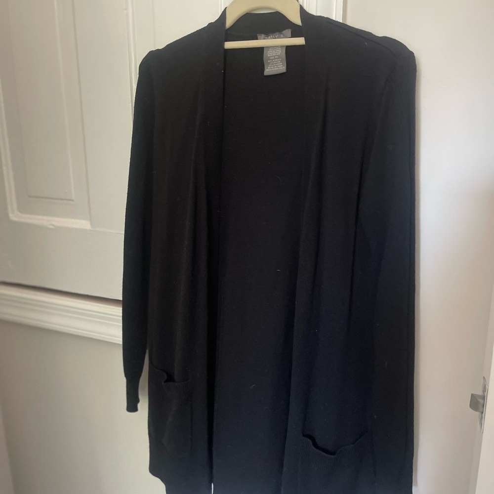 Women's Black Open Front Sweater